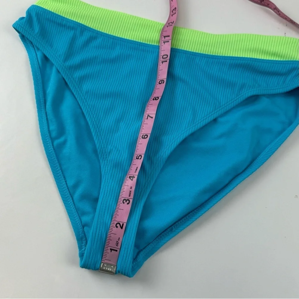 Salt + Cove Bikini Bottom Juniors Size Large Blue Green Ribbed Swim NWT